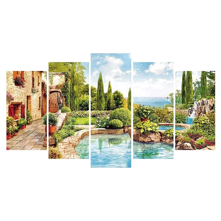 5pcs Manor  Full Round Diamond Painting 95*45cm