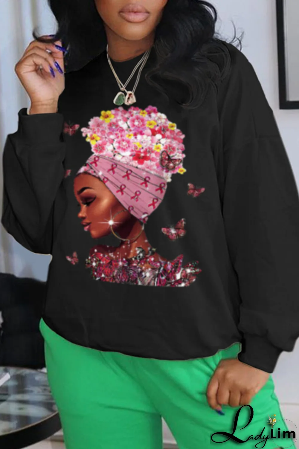 Grey Fashion Vintage Butterfly Print Patchwork O Neck Tops