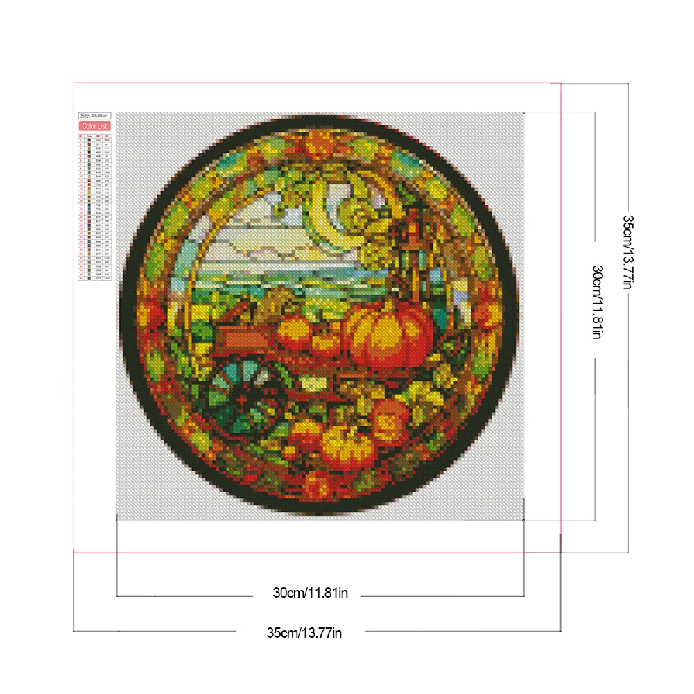 Partial AB Diamond Painting - Full Square Drill - Stained Glass Pumpkin(Canvas|35*35cm)