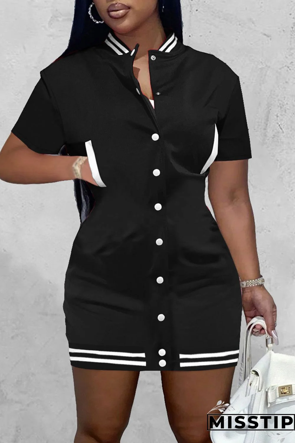 Red Casual Solid Patchwork Pocket Buckle Dresses