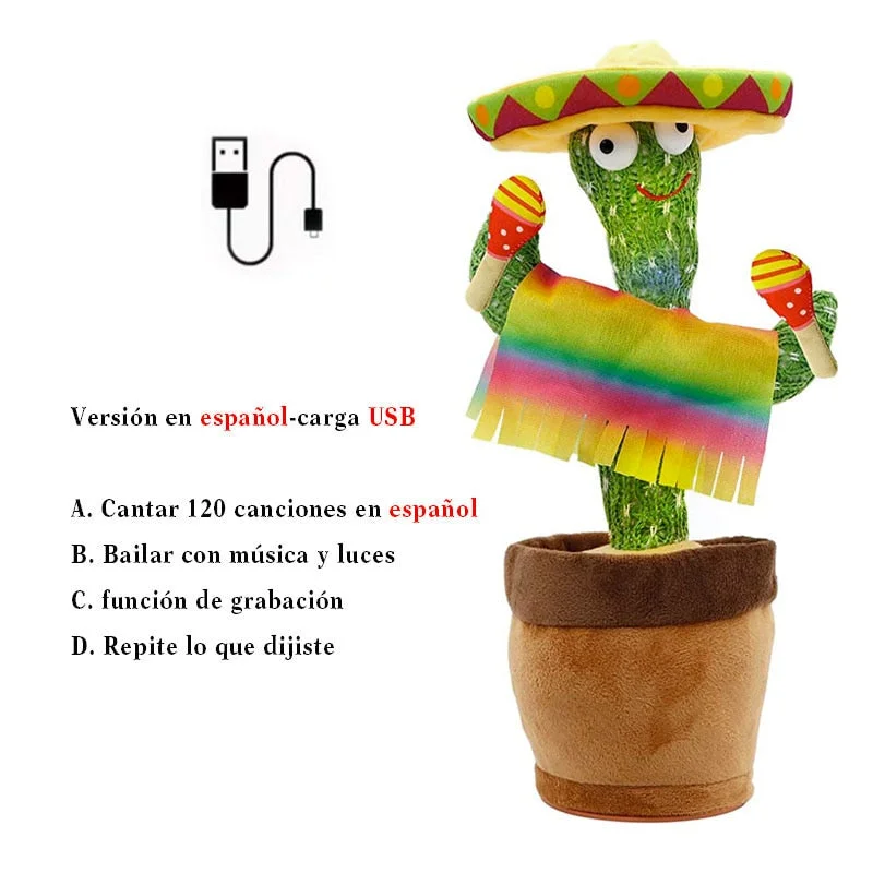 Dancer Cactus For Kids And Talking Captus Dancer Toy Smart Dancing Cactus Plush Toy Singing Dancing Cactus Russian Repeat