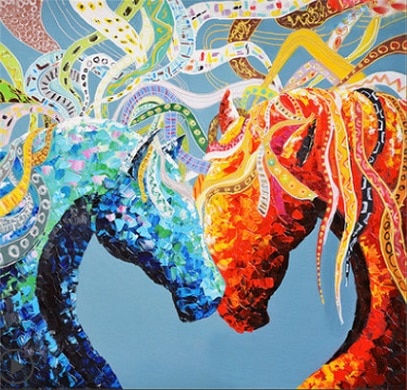 

Couple Abstract Horses – Paint By Numbers - 40*50CM, 501 Original