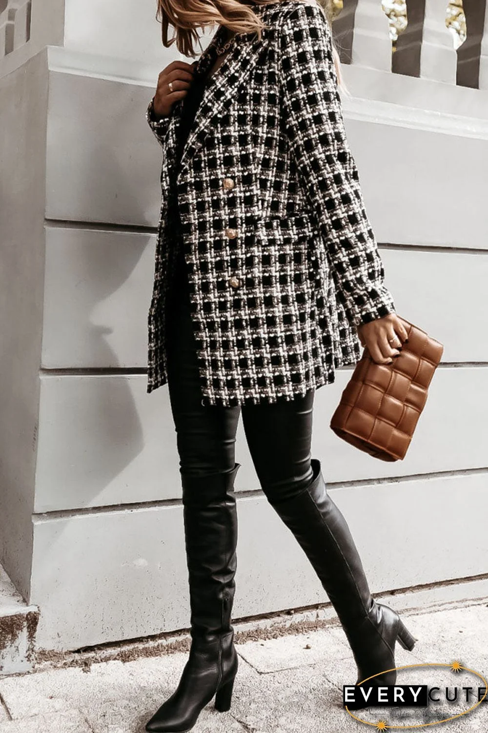 Fashion Street Plaid Turn-back Collar Outerwear(5 colors)