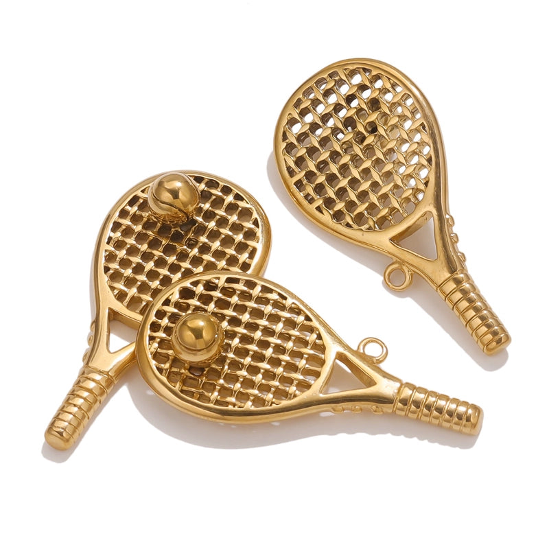 1 Piece 304 Stainless Steel Tennis Racket Pendant Jewelry Accessories