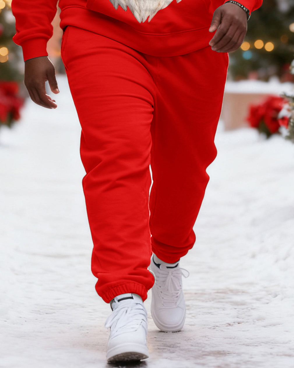 Big & Tall Men's Christmas Sunglasses Santa Print Hoodie Set