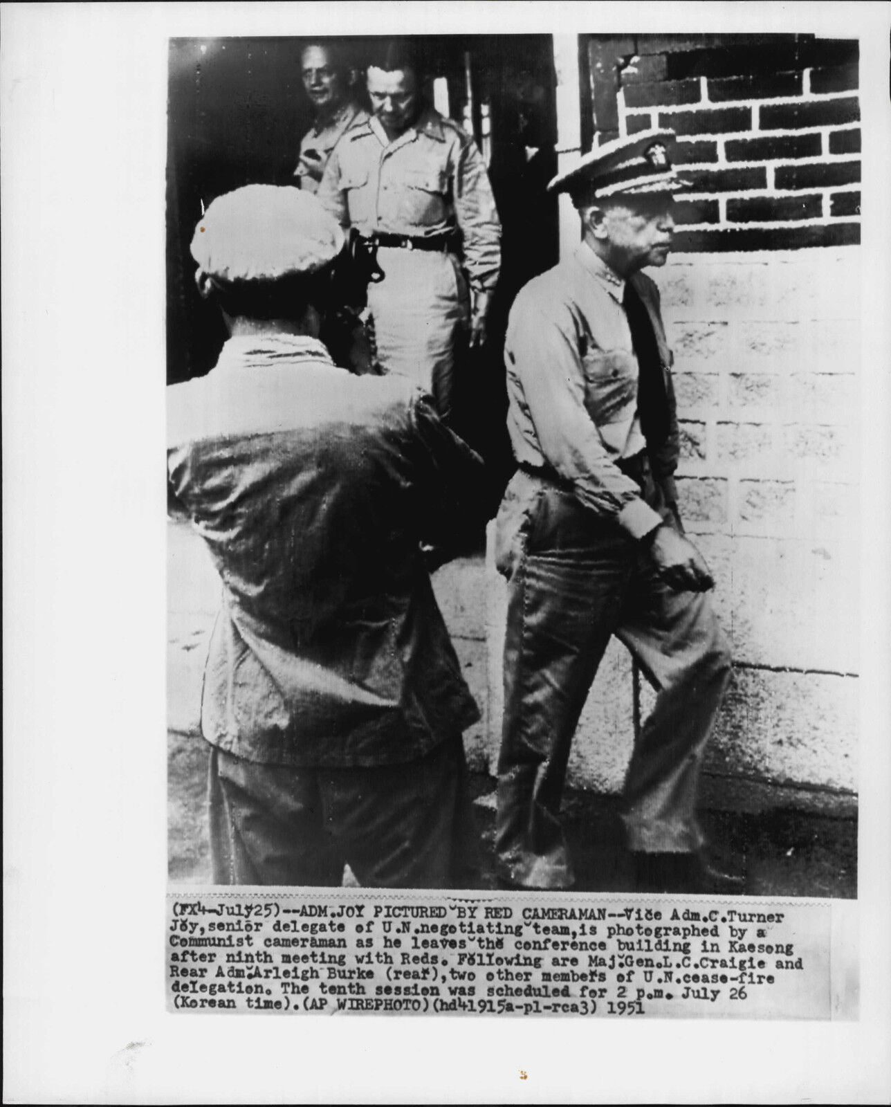 UN Cease Fire Delegation Jay, Craigie & Burke 1951 Korea War Press Photo Poster painting