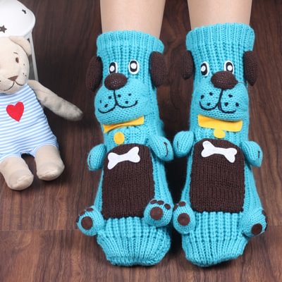 Blue Dogs Knit Socks