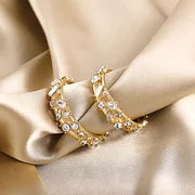 Bohemia Shiny Geometric Rhinestone Big Hoop Earrings for Women Gold Color Statement Large Circle Earring Exquisite Jewelry Gifts