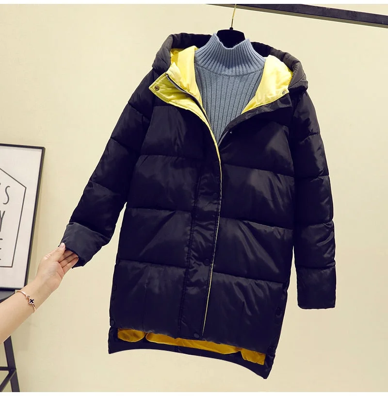 Winter Jacket Coat Women 2020 New Hooded Thick Warm Cotton Padded Mid Long Outerwear Casual Plus Size Loose Winter Coat Parkas