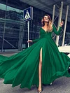 Vintage Split-Side Long Sleeves Maxi Dresses