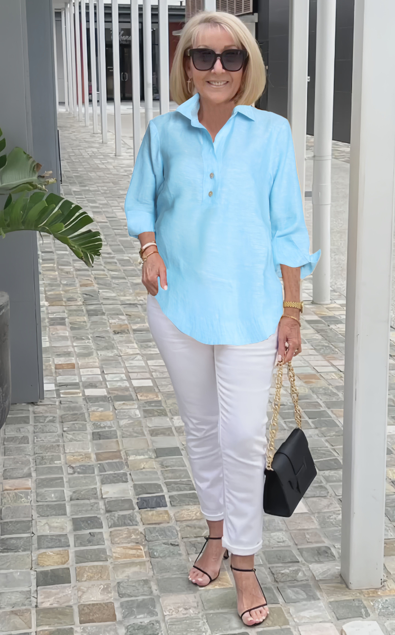 3/4 Sleeve Cotton Shirt Top