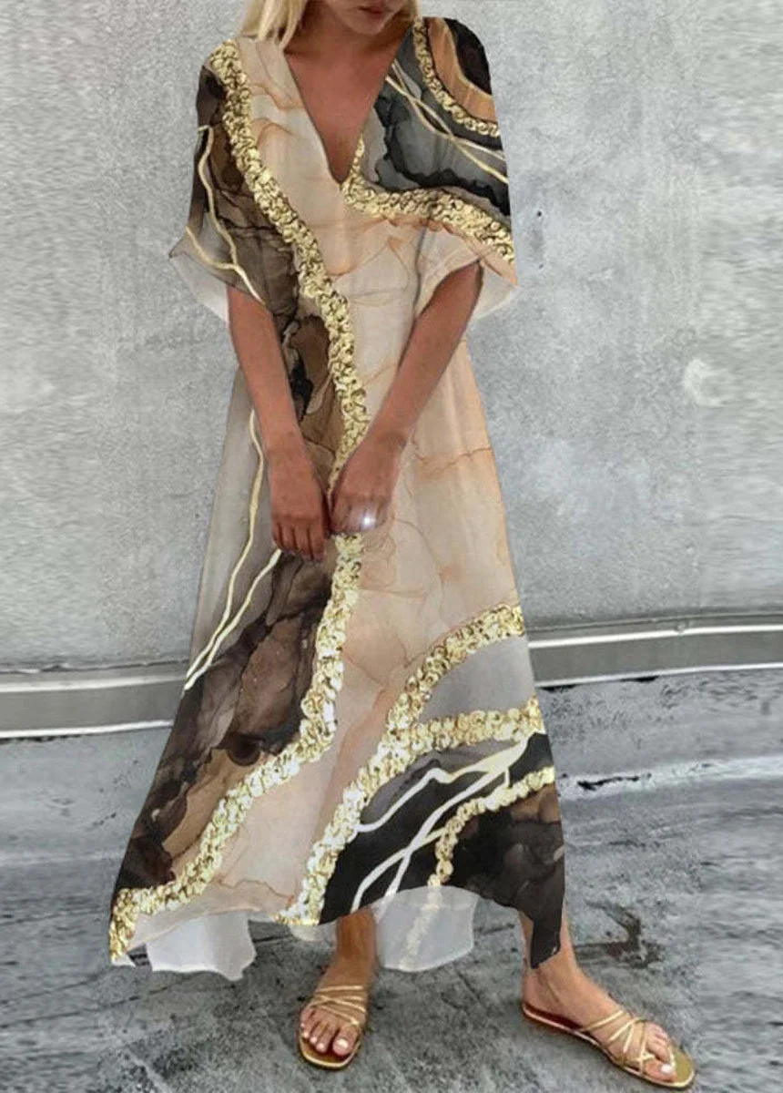 Print V Neck Dress