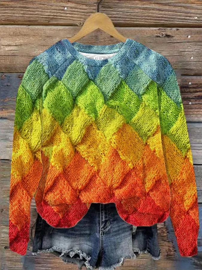 Women's Colorful Plaid Print Sweatshirt