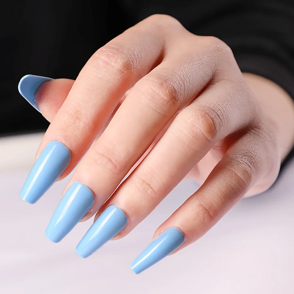 24Pcs Long Ballerina Coffin False Nails Glossy Dark Brown Artificial Fake Nail For Design DIY Lady Figner Tip Manicure Tool-Nail Inspo