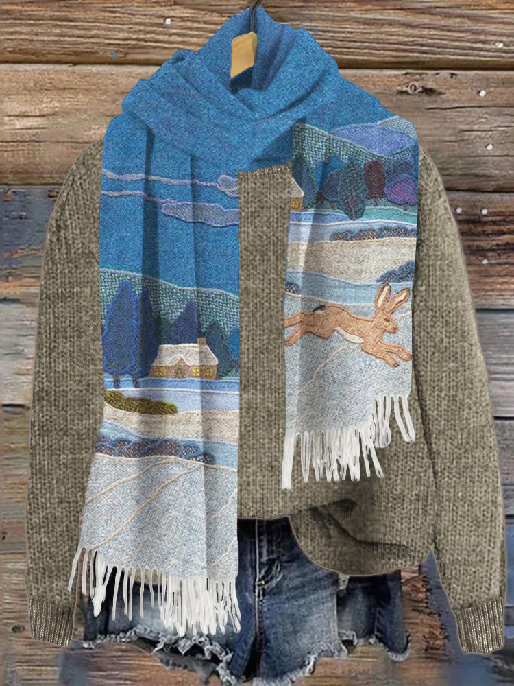 Comstylish Snow & Rabbit Cozy Knit Scarf