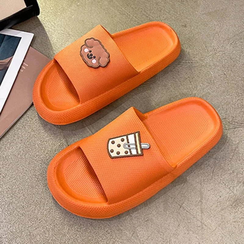 Zhungei Slip Cartoon Home Slippers Women Soft Sole Bathroom Slides Shoes Woman Summer Platform Sandals Orthopedic Unisex Slippers