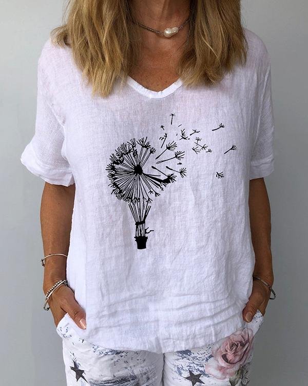 Short Sleeve Print Casual Women Blouses