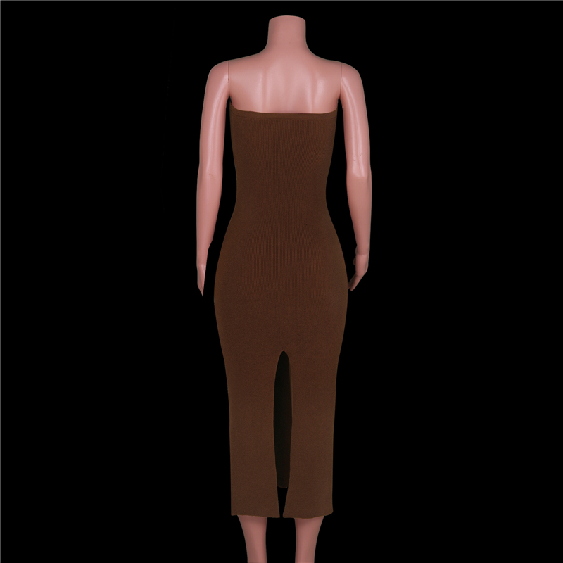 Ootddress Strapless Knit Maxi Dresses For Women Summer Beach Party Bodycon Dress Off-Shoulder Twist Knitting Evening Backless Dress