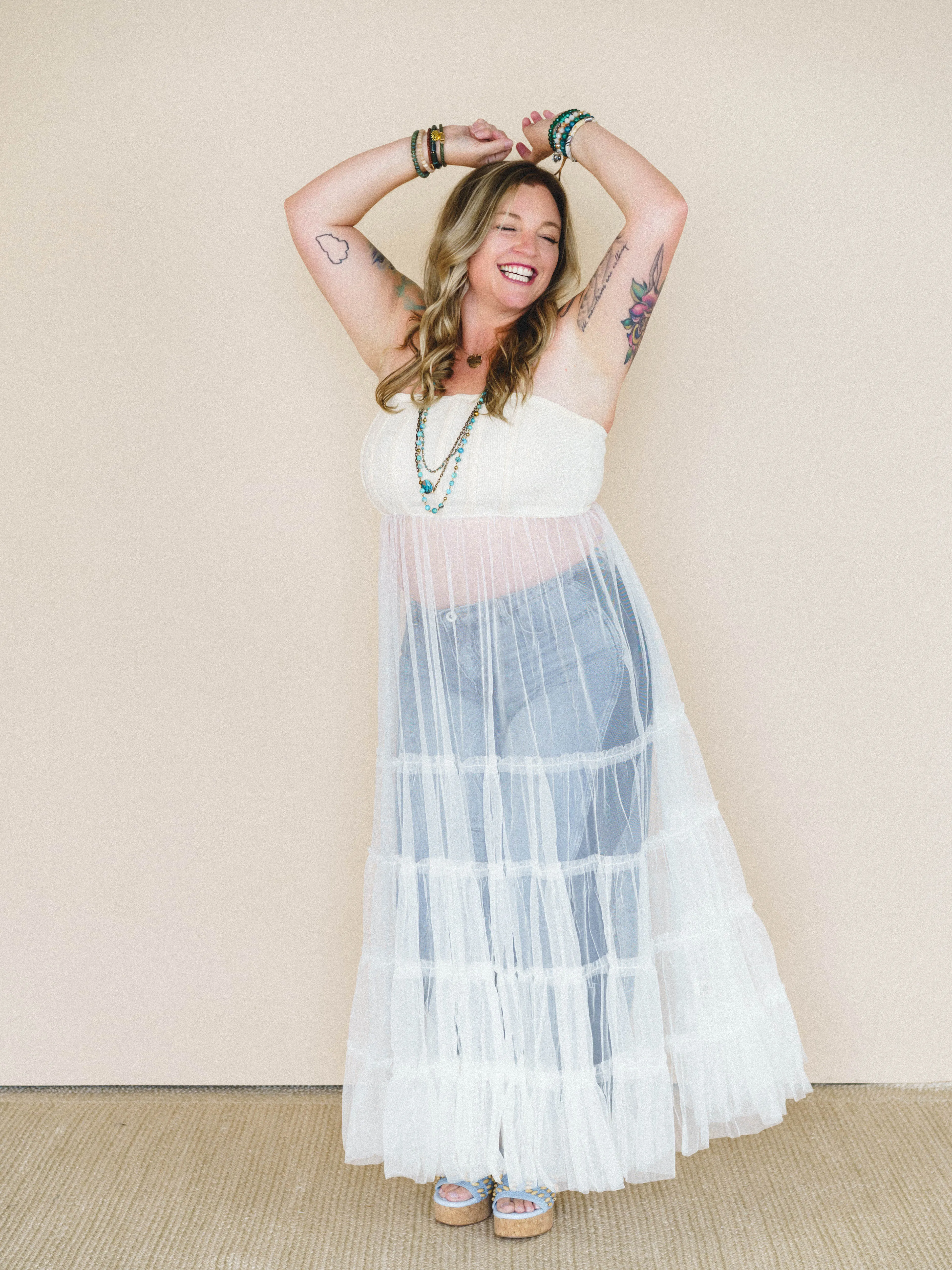 Blush Affair Tulle Maxi Dress - Cream