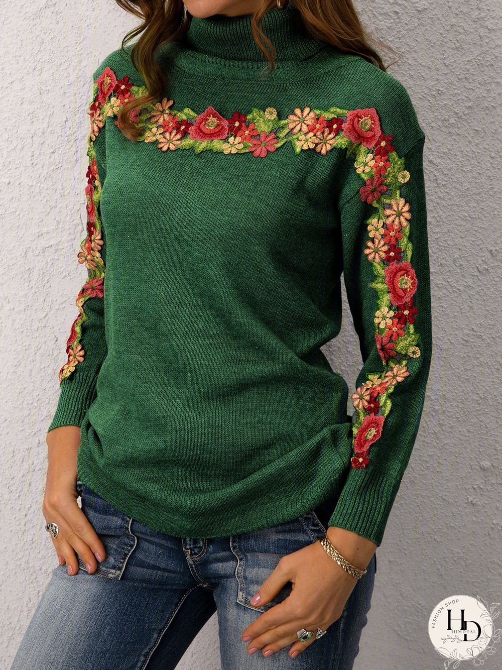 Casual Long Sleeve Plus Size Turtleneck Sweater