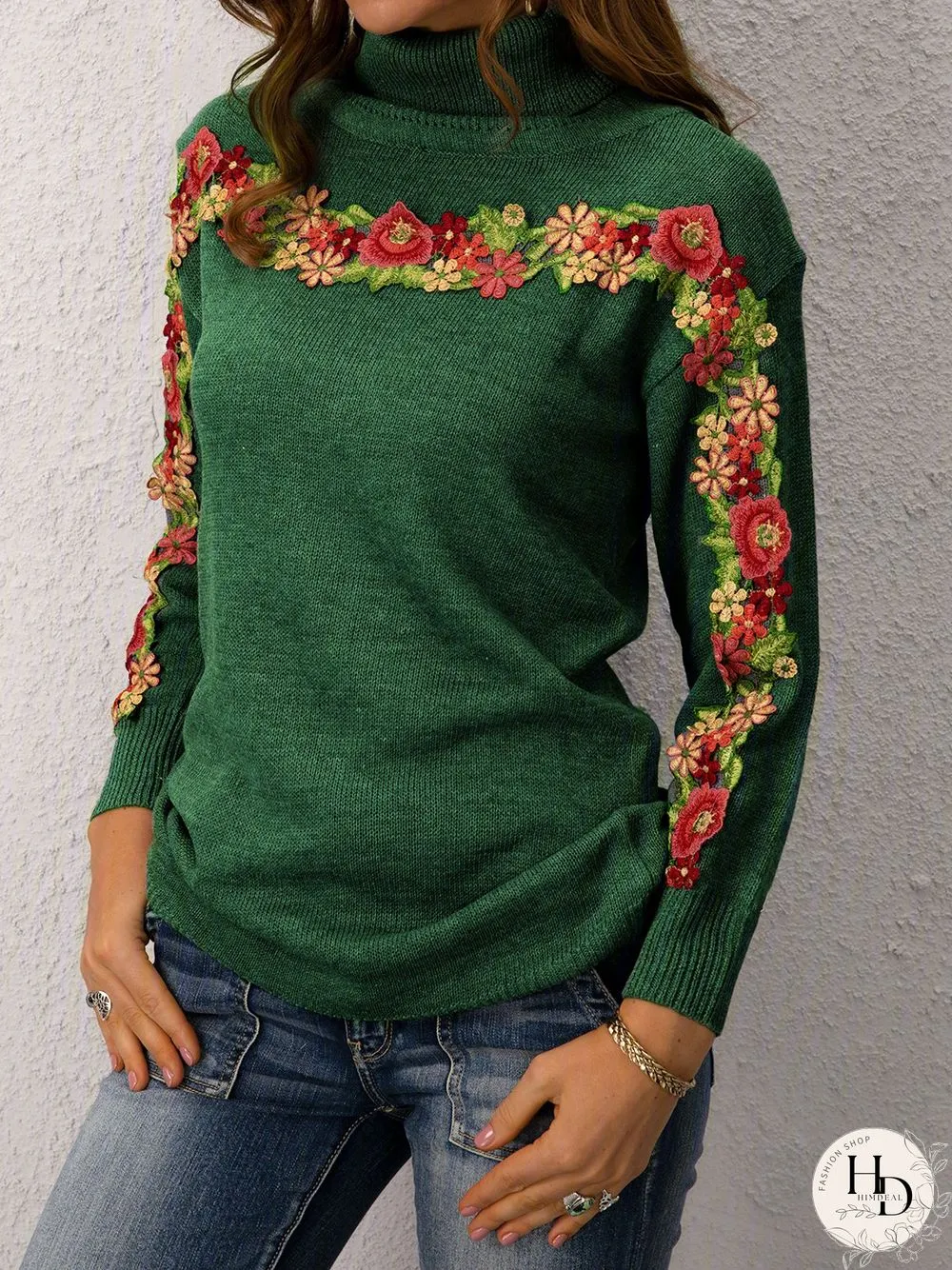 Casual Long Sleeve Plus Size Turtleneck Sweater