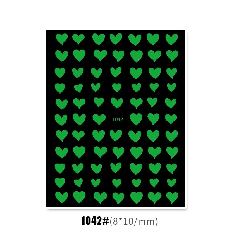 Black Red 3D Nail Sticker Self Adhesive Love Heart Star Butterfly Flower Nail Decals Slider DIY Nail Art Decoration-Nail Inspo