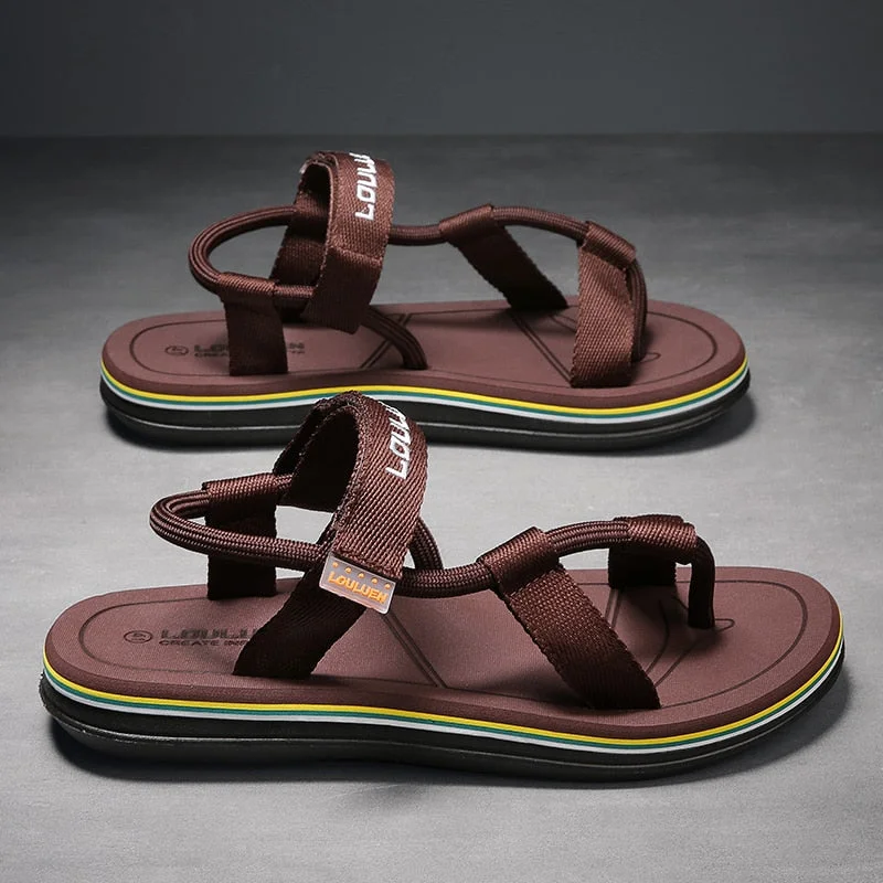 Simple Sandals 2021 Summer Men's Sandals Korean Fashion Men's Slippers Men's Outdoor Open-toed Sandals Beach Shoes Size 38-45