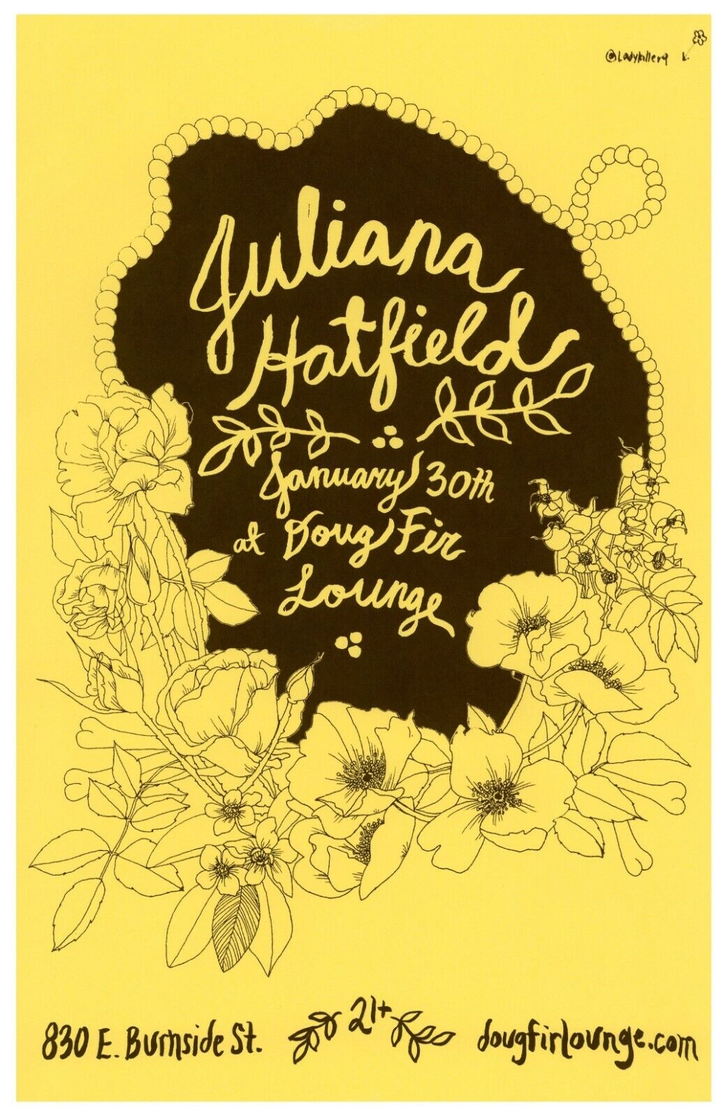 JULIANA HATFIELD 2020 Gig POSTER Portland Oregon Concert