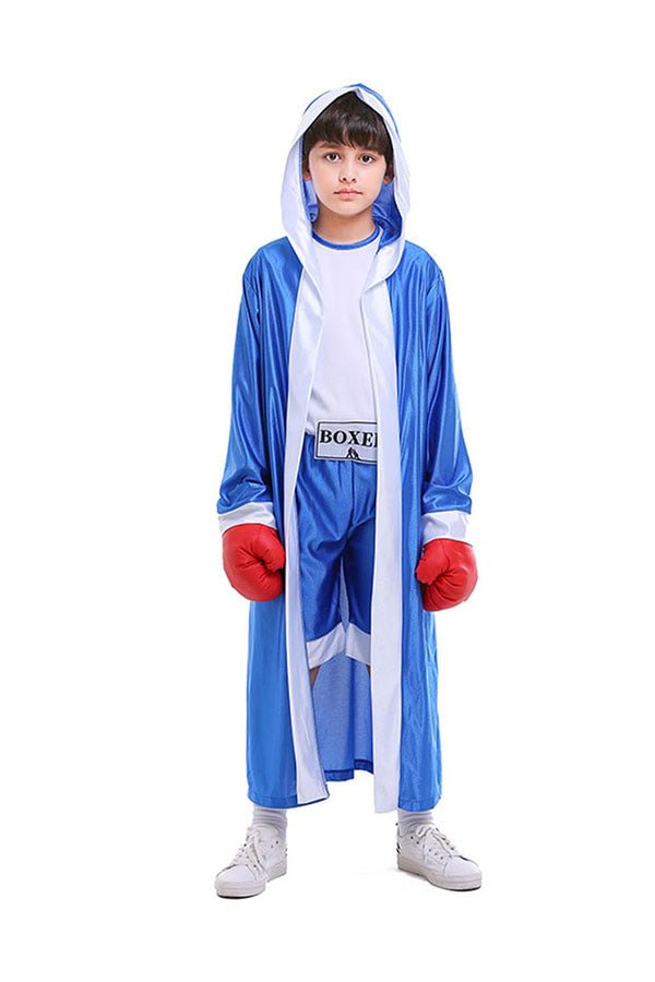 High Quality Cool Halloween Cosplay Boxer Kids Costume Blue-elleschic