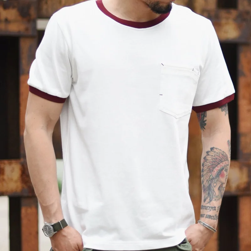 Casual Two-Color Ribbon Cotton Crew Neck T-Shirt
