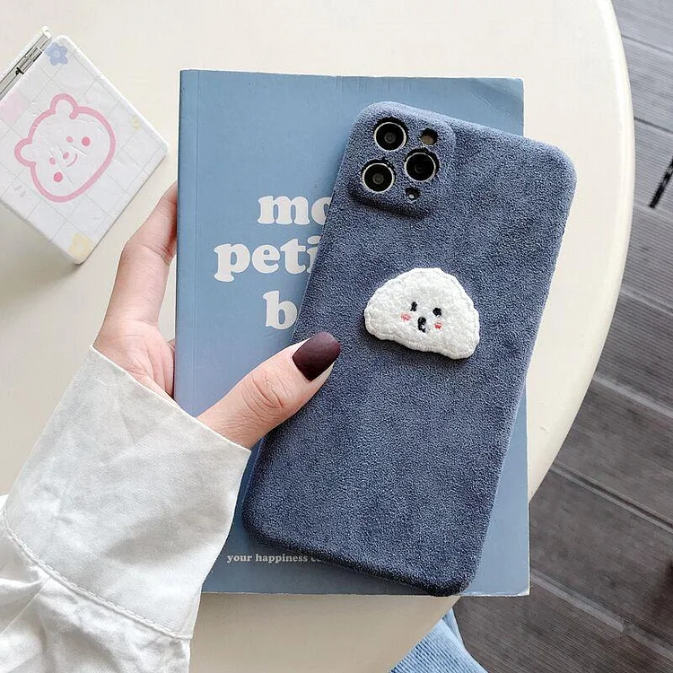 Flannel Dog Embroidery Phone Case