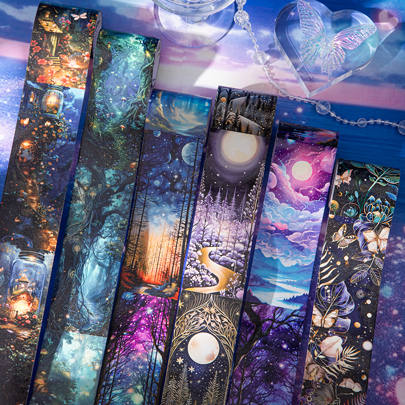 와시 테이프 - 45mm*200cm 마법의 복도 시리즈 빈티지 숲 꽃 풍경