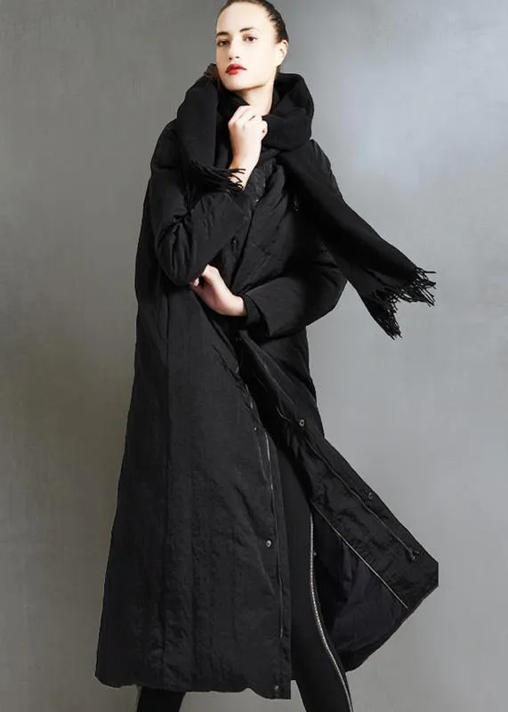 Casual black duck down coat plus size zippered womens parka wild women coats
