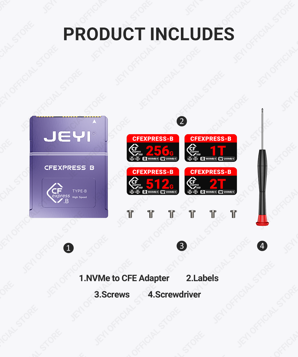 JEYI CF-Express Type-B to 2230 NVMe M.2 SSD Adapter, PCIe