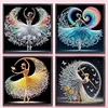 (US Only)4Pcs 30x30cm Girl 5D DIY Special Shape Crystal Partial Diamond Painting Kit Art