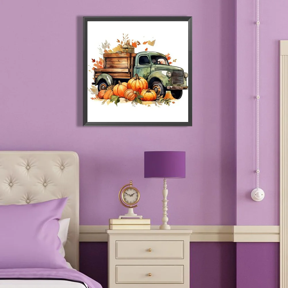 Diamond Painting - Full Round Drill - Pumpkin Lorry(Canvas|40*40cm)