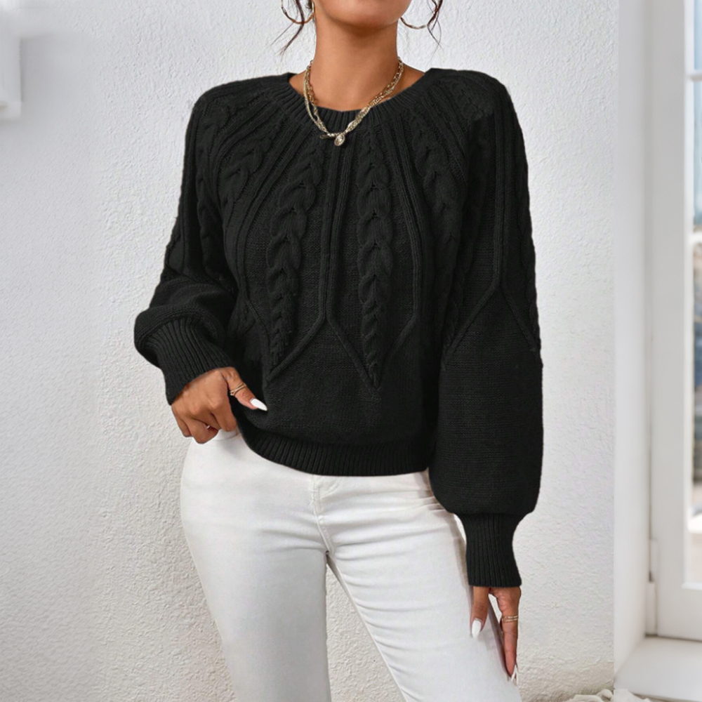 Vintage Solid Color Cozy Cable Knit Sweater elevenforest