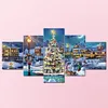 (Big Size)5Pcs Christmas Street-Full Round Diamond Painting 100*50CM