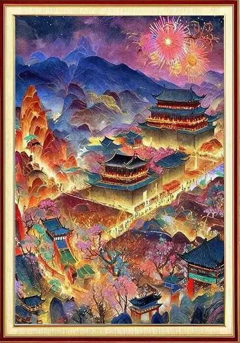 Fireworks scenery (40*60CM) Diamond Painting gbfke