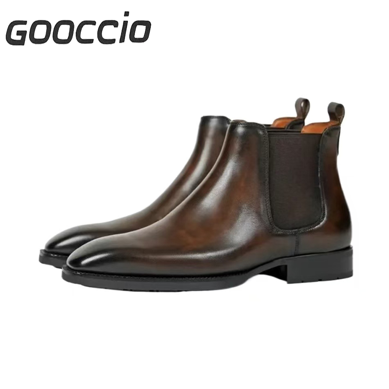 CW199 Cowhide Dress Boots/Chelsea Boots For Men GOOCCIO   