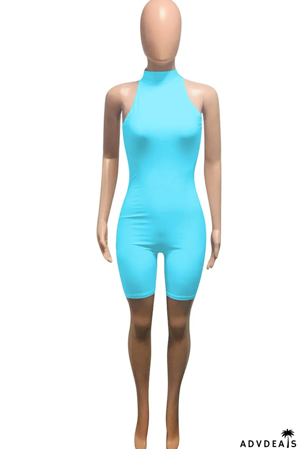 Grey Fashion street Solid Milk. Sleeveless O Neck Jumpsuits