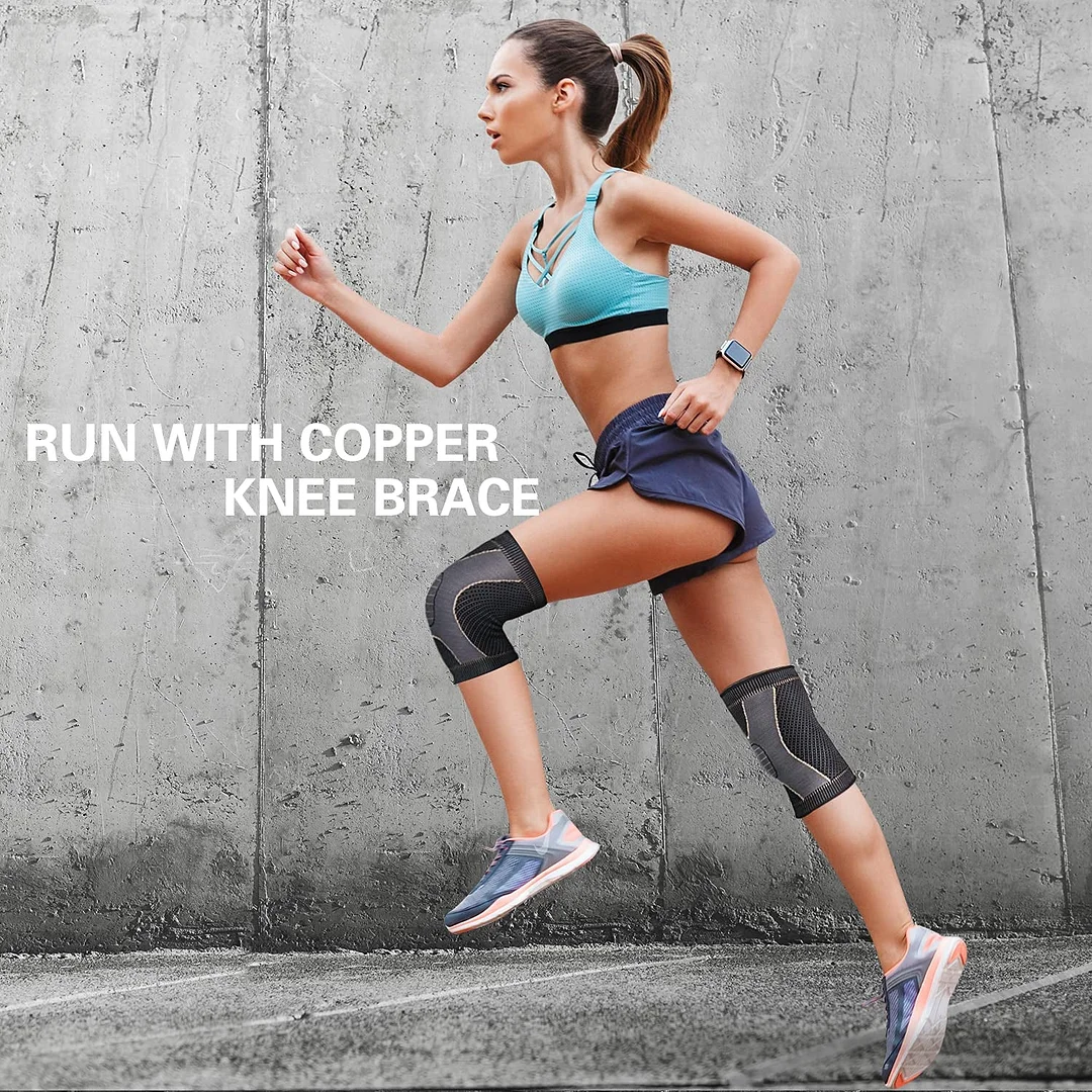 2 Pack Sports Protection Copper Knee Braces for Knee Pain Compression Sleeve