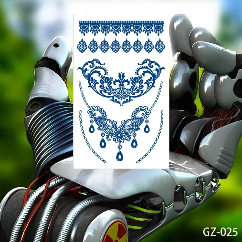 Temporary Waterproof Tattoos Stickers Creative Necklace Flowers Juice Ink Lasting Sexy Girls Arm Neck Waist Buttocks Fake Tatoo