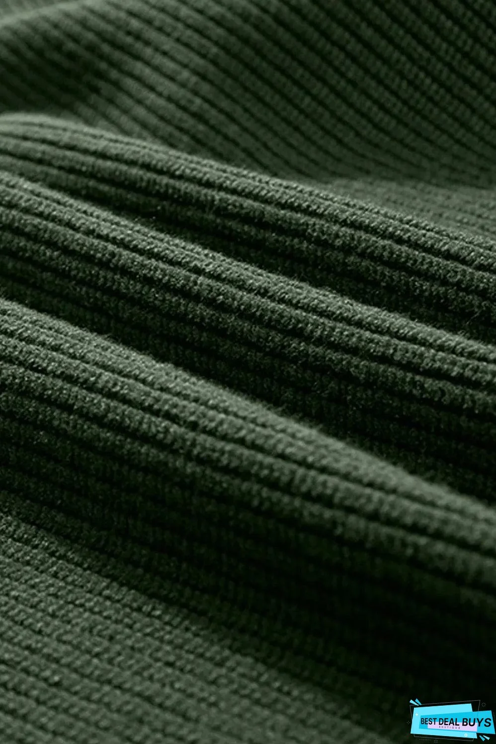 Jungle Green Lantern Sleeve V Neck Knot Back Sweater