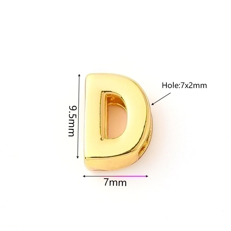 1 Pc/Package 9.5x6mm 9.5×7.5mm 9.5x8mm 7x2mm Copper 18K Gold Plated Letter Bubble Polished Beads