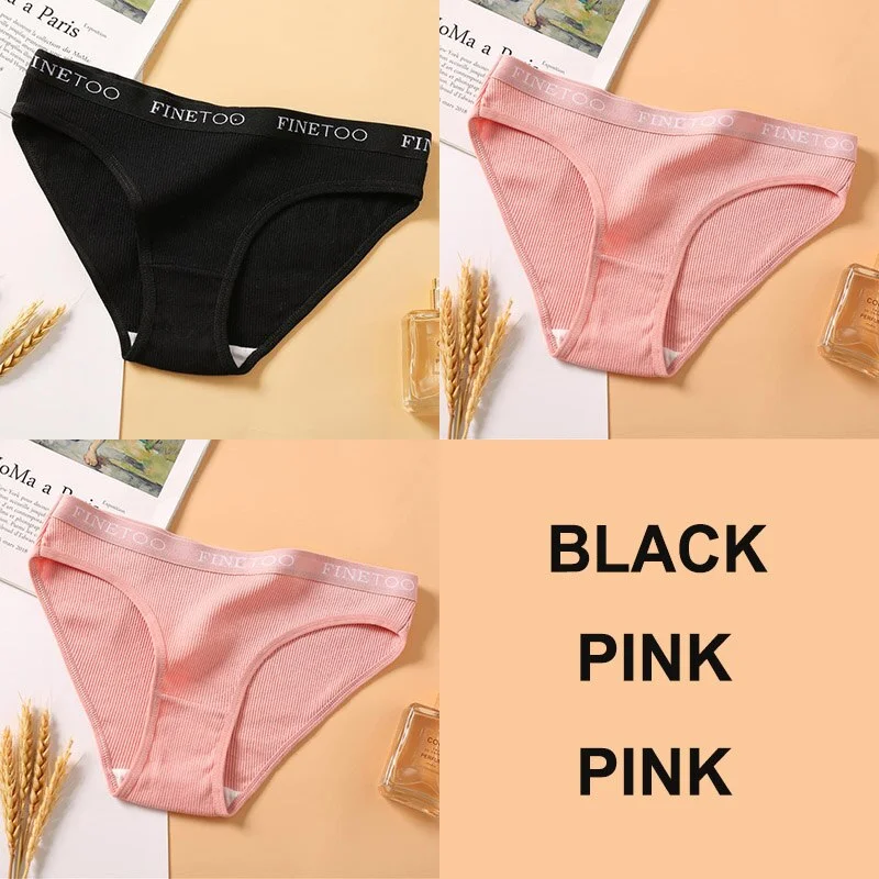 3PCS Women Cotton Underwear Panties Female Sexy Briefs Brand  Band Waist Pantys Set Solid Color Intimates Lingerie for Girl M-XL