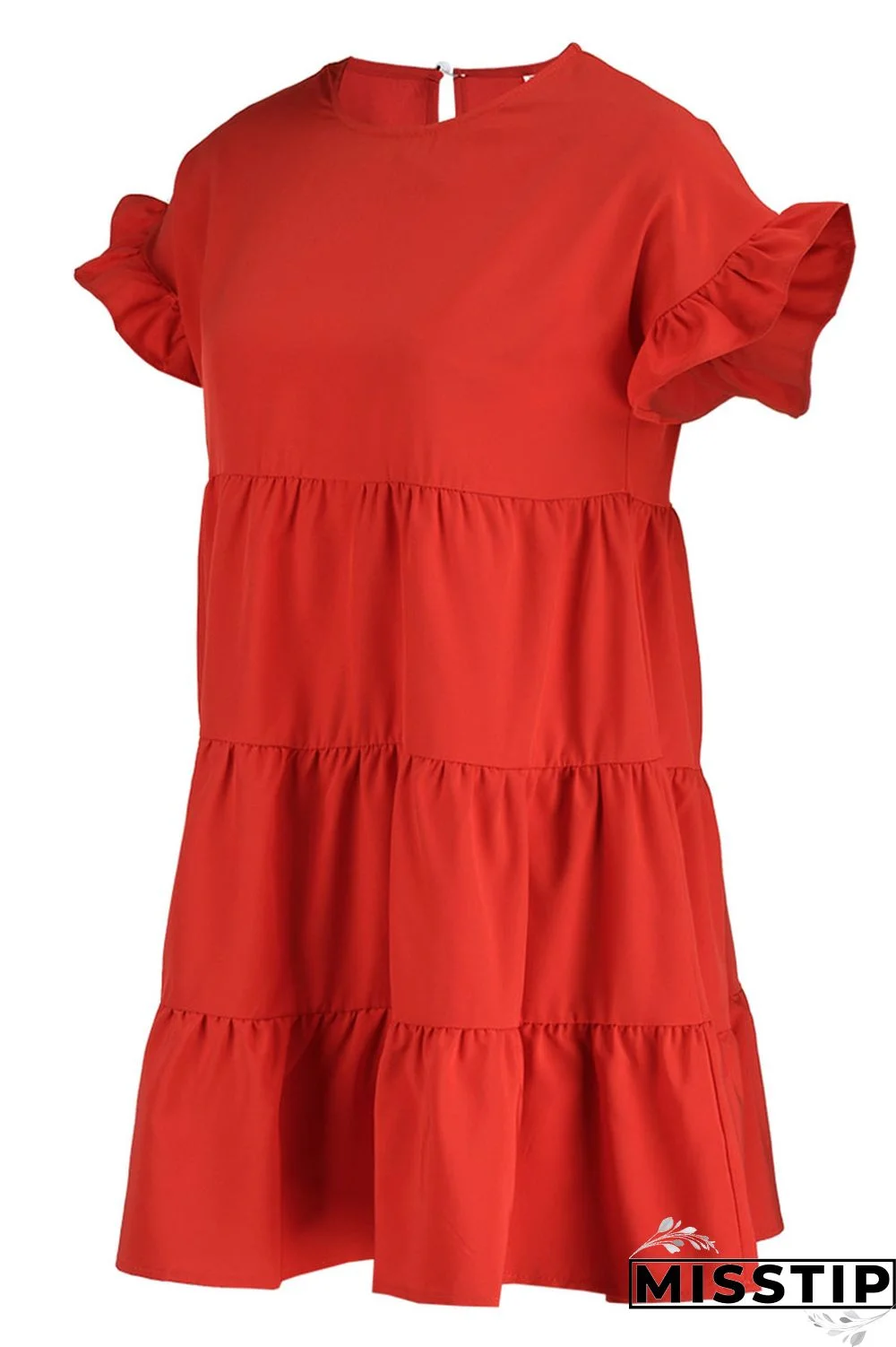 Blue Casual Solid Patchwork Fold Stringy Selvedge O Neck A Line Dresses