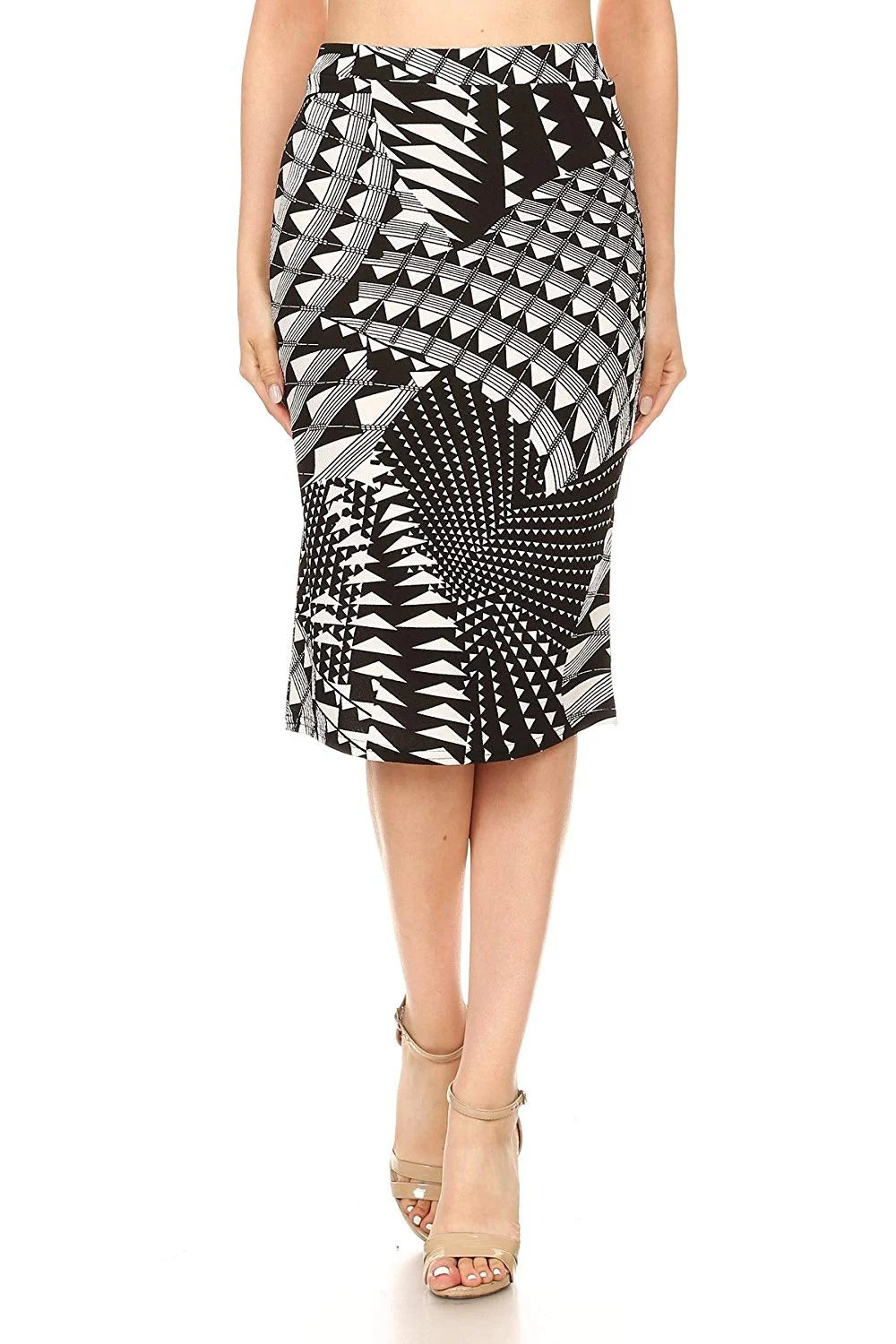 Women's skirt with waist band Trendy Print Stretch Pencil Skirt