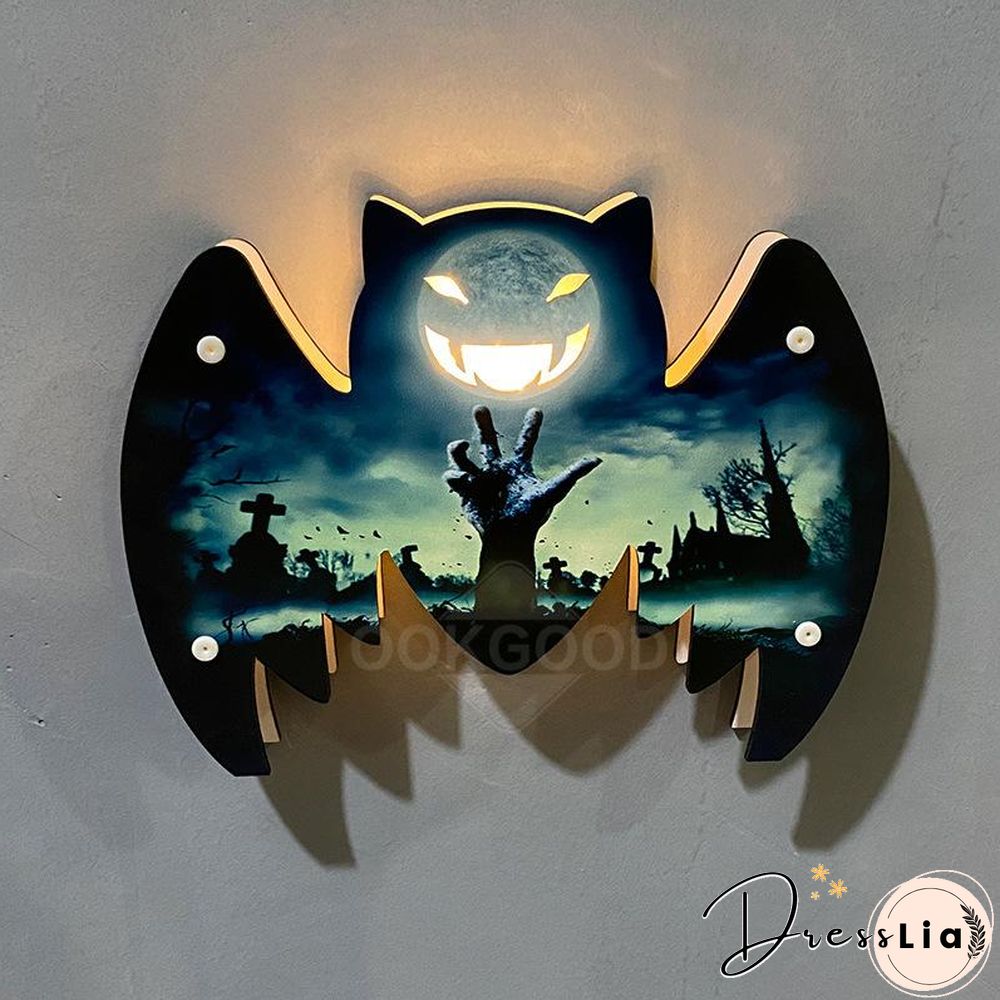 Wooden Halloween Themed LED Light For Holiday Decoration