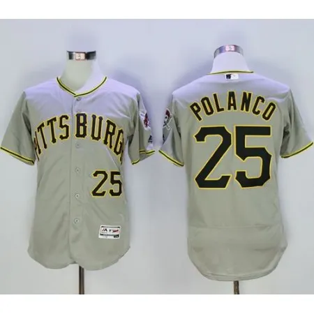 Pirates #25 Gregory Polanco Grey Flexbase Authentic Collection Stitched MLB Jersey